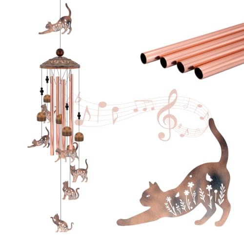 Cat Wind Chimes for Outside Metal Wind Chimes Wind Chimes Outdoors | Cat Gifts for Women Mom Grandma Garden Patio Porch Yard Home Decor - size: 35''-Cat