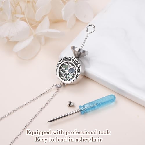 925 Sterling Silver Urn Necklaces for Women Claddagh/Angel Wings/Guitar/Butterfly/Tree of Life Ashes Memorial for Loss Keepsake Jewelry Present Easter Day of the Dead - style: Tree of Life