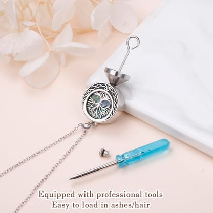 925 Sterling Silver Urn Necklaces for Women Claddagh/Angel Wings/Guitar/Butterfly/Tree of Life Ashes Memorial for Loss Keepsake Jewelry Present Easter Day of the Dead - style: Tree of Life