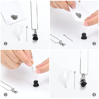 Rose Flower Cremation Urn Necklace for Ashes Stainless Steel Memorial Cremation Ash Jewelry Keepsake Pendant Necklace for Women Girl - color: Black