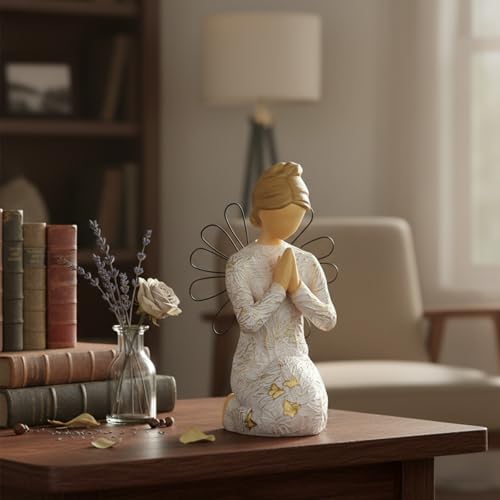 Sympathy Angel Figurines for Loss of Loved Ones Angel Statues | Home Decor Serenity Prayer Gifts for Women Resin Sculpted Hand-Painted Figure Bereavement Gift Praying Hands Statue - style: Sympathy Angle( Kneeling Style)