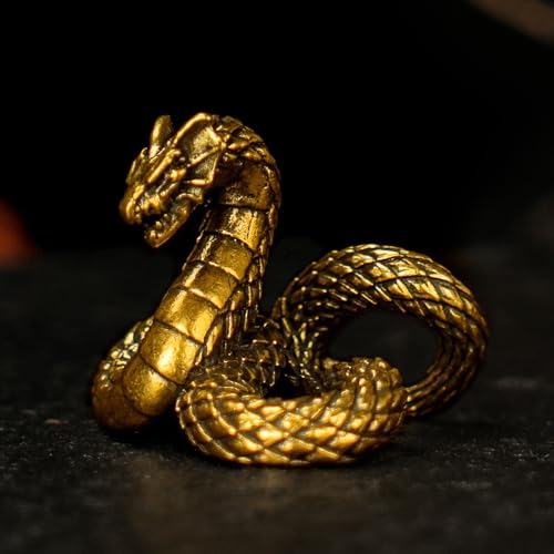 100% Solid Brass Dragon-Snake Hybrid Sculpture - Handcrafted Mythical Creature Statue, Heavyweight Fantasy Art Decor, Premium Office & Library Collectible, Power Symbol Gift for Mythology Lovers - style: Dragon Snake