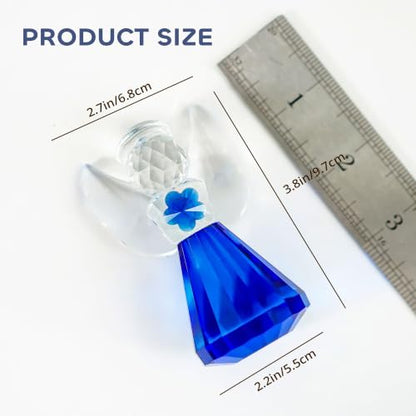 3.5'' Blue Crystal Guardian Angel Figurine,Glass Christmas Angel Ornaments | Crystal Angel Statue Christmas Birthday Gifts for Women, Art Collectible Figurines for Home Table Shelf Decor - style: Blue Angel