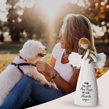Dog Memorial Gifts for Loss of Dog, Pet Loss Sympathy Angel Figurine | Dog Bereavement Gift, Remembrance Keepsake, Dog Passing Away Gift, 6-Inch Hand-Painted Resin Memorial Statue - color: White