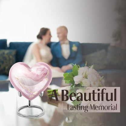 Blush Pink Heart Urn for Human Ashes - color: Blush Pink Heart, size: 3 Inch - Pack of 1