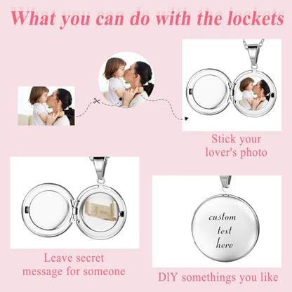 OIDEA Locket Necklace for Women: Gold Photo Lockets that Hold Picture Stainless Steel Necklace with Picture Inside Birthday Mothers Day Jewelry Gifts for Womens - color: round - gold custom