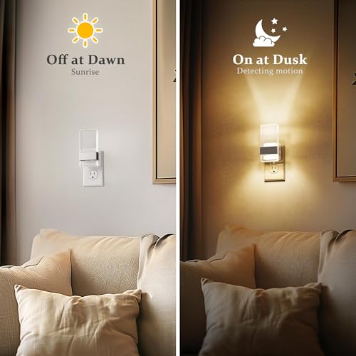 JandCase Night Lights Plug into Wall, Dusk to Dawn Sensor - color: Silver-3000K, size: 2 Pack