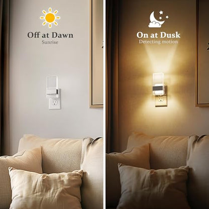JandCase Night Lights Plug into Wall, Dusk to Dawn Sensor - color: Silver-3000K, size: 2 Pack