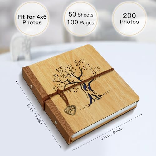 4x6 Photo Album Small Holds 200 Pictures Life Tree 4x6 Family Memory Book Photo Album, Grandma Gifts Mothers Day Gift for Mom from Daughter Son - size: 4x6inch