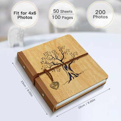 4x6 Photo Album Small Holds 200 Pictures Life Tree 4x6 Family Memory Book Photo Album, Grandma Gifts Mothers Day Gift for Mom from Daughter Son - size: 4x6inch