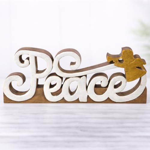 Living Room Decor: Handcrafted Peace Sign Letters Centerpiece - Christmas Decorations, Bedroom, Indoor Coffee Table, House, Dining Room, Farmhouse & Kitchen Decor, Housewarming Gifts - color: Peace