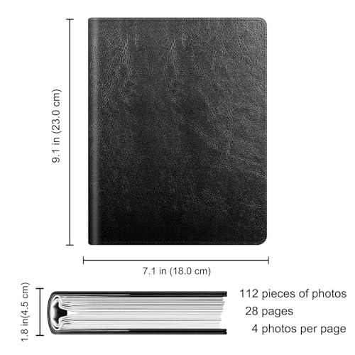 Fintie Photo Album 4x6 Photos - 112 Pockets Wallet Albums Memory Book | Vegan Leather Cover, 4X6 Picture Keepsakes, Family/Wedding/Travel Memory Book, Baby/Kids/Boys/Girls Gift, Black - color: Black