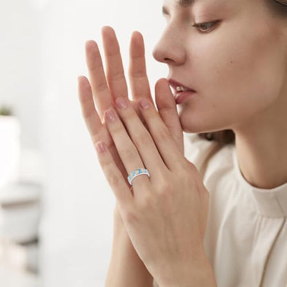 ONEFINITY Turquoise Rings S925 Sterling Silver Turquoise Ring Jewelry Gift For Women Men - size: 9, style: Daisy