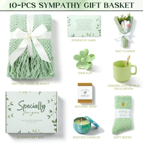 Sympathy Gift Baskets Care Package for Women - Bereavement Condolences Gifts for Loss of Loved One - Memorial Grief Hug in a Box - Miscarriage Grieving Gifts for Loss of Mother Father Husband