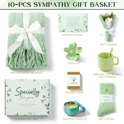 Sympathy Gift Baskets Care Package for Women - Bereavement Condolences Gifts for Loss of Loved One - Memorial Grief Hug in a Box - Miscarriage Grieving Gifts for Loss of Mother Father Husband
