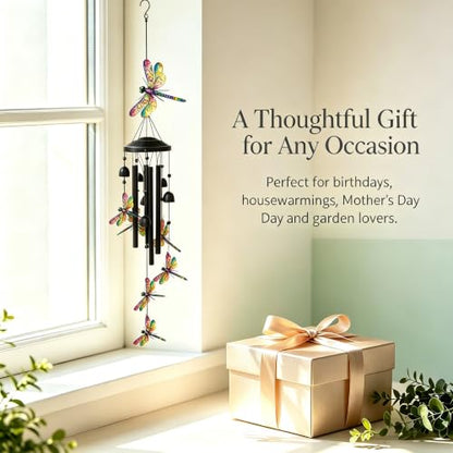 Wind Chimes for Outside, Dragonfly Garden Windchimes Memorial Windchimes - color: Colorful Dragonfly Wind Chimes
