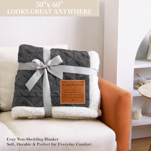 Sympathy Blanket for Loss of Loved One, Memorial Gifts for Mom Dad Grandma Grandpa, Soft Flannel Bereavement Throw, in Loving Memory Condolence Gift 50x60 Gray