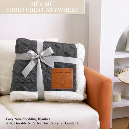 Sympathy Blanket for Loss of Loved One, Memorial Gifts for Mom Dad Grandma Grandpa, Soft Flannel Bereavement Throw, in Loving Memory Condolence Gift 50x60 Gray
