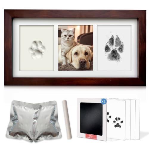 MYPAWLETS Dog Cat Paw Print Kit,Ink&Clay Pawprint Keepsake Frame (Espresso) - color: Espresso