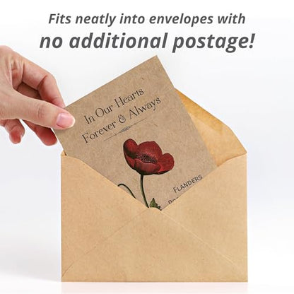Bentley Seed Co. | Celebration of Life Funeral Favors for Guests | Non-GMO, Non-Coated Flanders Poppy Seed Packets in Our Hearts Forever and Always | Sentimental Memorial Service Gift | Pack of 25 - style: In Our Hearts Forever & Always