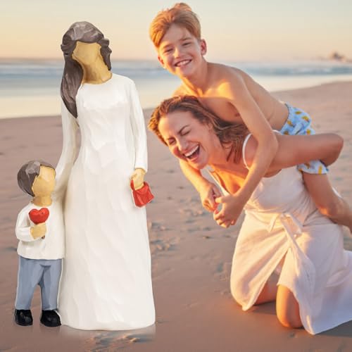 Mother and Son Figurines Statues, Mom Gifts from Son, Mother of The Groom Gift, Mothers Day, Christmas, Birthday Gifts for Mom, Boy & Moms Sculptures, Memorial Gift for Loss of Child - color: Mother and Son Figurines
