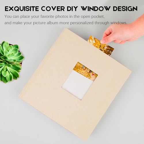 Aevdor 5x7 Photo Album, 240 Photos, Writing Space, Linen Cover, Beige - color: Beige
