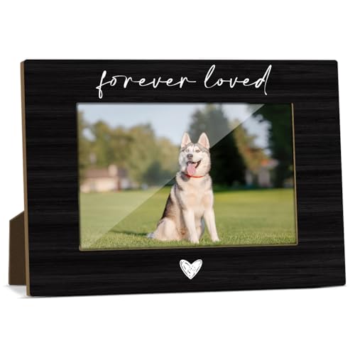 Pet Memorial Picture Frame 4x6, Dog Cat Wooden Photo Frame, Sympathy Gifts for Loss of Beloved Pet, Forever Loved Keepsake Picture Frames for Tabletop Display Decorations -25