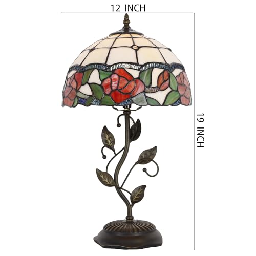 Tiffany Lamp Rose Flower Style Stained Glass Table Lamp - color: Rose Flower