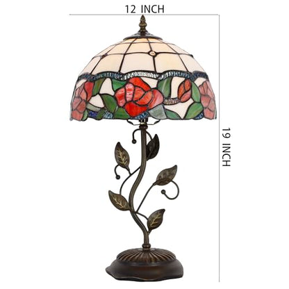 Tiffany Lamp Rose Flower Style Stained Glass Table Lamp - color: Rose Flower