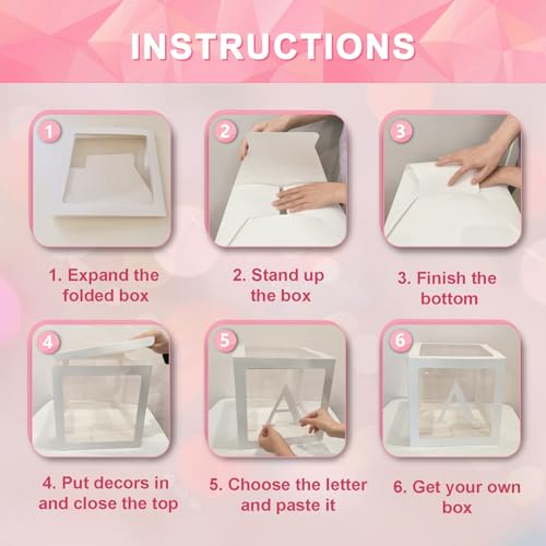 Ledido Transparent Balloon Boxes with 78 Letters Numbers for Custom Name - color: White, size: 7PCS Boxes