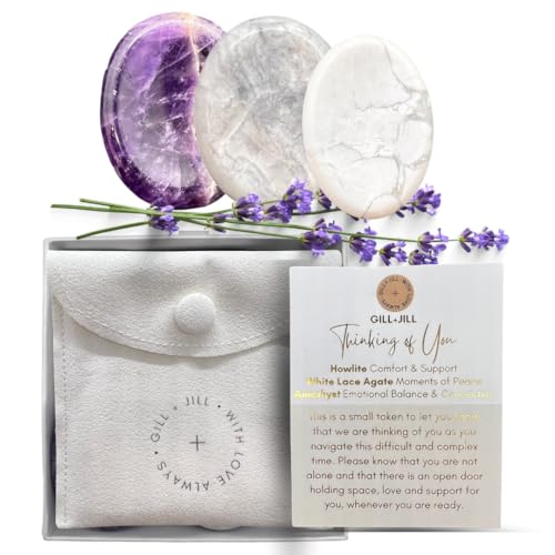 Thinking of You Comfort Worry Stones – Sympathy & Bereavement Gifts for Loss of Loved One, Memorial Grief Gift for Adults & Children, Remembrance Healing Crystals, in Loving Memory Condolence Gift - color: Thinking of You