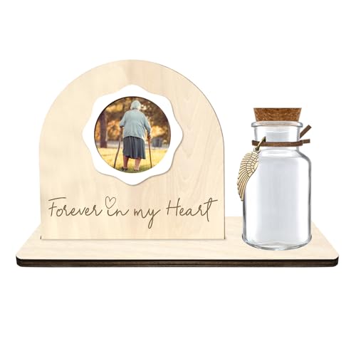 Personalized Loss of Loved One Photo Frame Memorial，Custom lock of Hair Keepsake Jar,Remembrance Bereavement Sympathy Gift for Lost Mom, Dad， Friends, Sisters, Grandparents (semicircle1) - style: semicircle1
