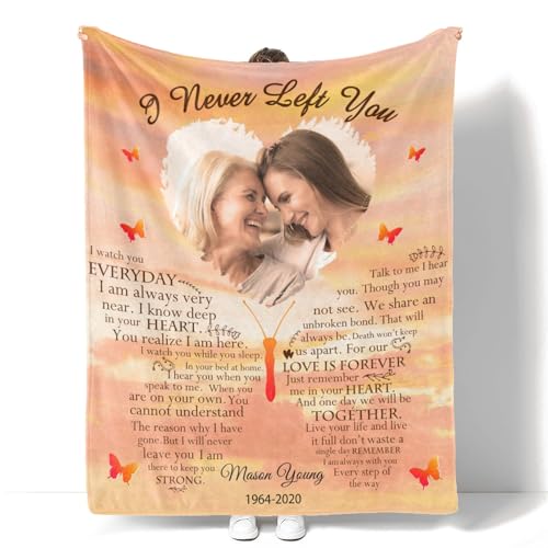 Custom Memorial Blanket with Photos for Loss of Loved One Personalized | Sympathy Gift Personalized Bereavement Blanket for Husband Wife Son Daughter - color: Custom Memorial-105