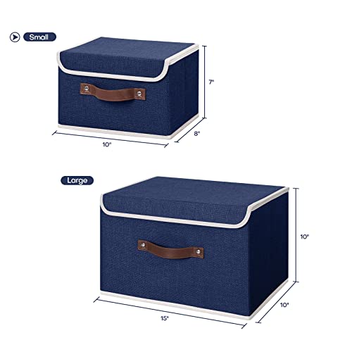 ANMINY Fabric Storage Box Bins with Lids, Blue, 10"x8"x7", 2 Pack - color: Blue, size: Small (Pack of 2)