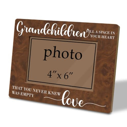 Grandparents Picture Frame, Grandchildren Fill a Space In Your Heart Wooden Tabletop Picture Frames, Grandparents Day Birthday Gifts Wooden Photo Frame Fitting a 4 x 6 Inch Photo - color: Grandchildren Fill a Space In Your Heart