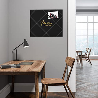 New View Gifts MEMO Wall Hanging 19' X 16' French Memo & Photo Board, Memories Black Linen Fabric, 19" X 16" X .6" - color: Black, style: Memories