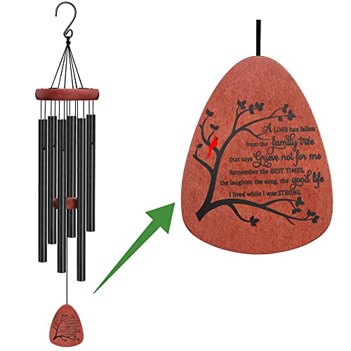 Memgift Memorial Wind Chimes for Outside- Sympathy Gift for Loss of Mom or Dad, Outdoor Keepsake with Soothing Tone for Garden, Yard in Memory of Loved One - style: A limb has fallen from the family tree