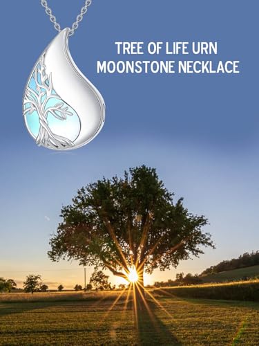 Urn Necklace for Women Sterling Silver Meaningful Memorial Jewelry | Paw Print/Butterfly/Dragonfly/Bird/Dolphin/Mountain/Tree of Life Urn Necklace for Ashes Cremation Keepsake Jewelry for Women - style: Tree of life