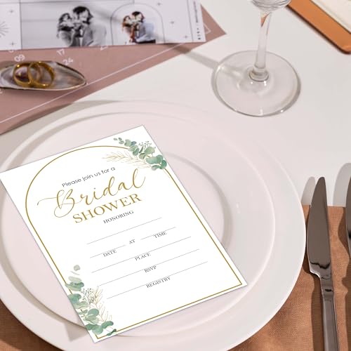 Bridal Shower Invitations, 25 Greenery Arch Invites with Envelopes for Bridal Shower Reception Engagement Party, Elegant Wedding Party Cards - B02 - style: Greenery Arch