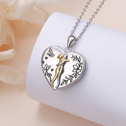 FLYOW S925 Sterling Silver Best Friend Couple Pendant Friendship Sun Moon Lotus Yin Yang Matching Bff Necklace for Women Jewelry - style: locket