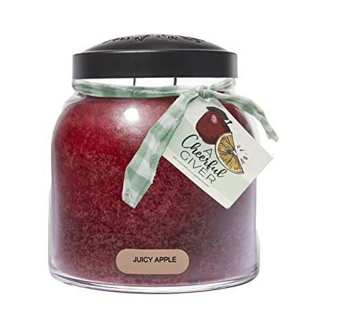 A Cheerful Giver - Juicy Apple - 34oz Papa Scented Candle Jar with Lid - Keepers of the Light - 155 Hours of Burn Time, Gift for Women, Red | Long Lasting Aromatherapy Candle with up to 155 Hours of Burn Time - Gift Ready (34oz) - size: 34oz