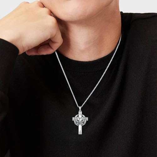 PROESS Cross Necklace for Women Men Sterling Silver Rose/Sunflower Cross Pendant Religious Jewelry Christmas Birthday Mothers' Day Gifts - color: 01-08-Gemini