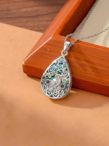 WINNICACA Urn Necklaces for Ashes 925 Sterling Silver Butterfly Hummingbird Dragonfly Teardrop Ash Necklace Cremation Jewelry Urn Pendants for Women Memorial Gifts for Birthday Christmas Funeral - style: 11-Owl Urn Necklace