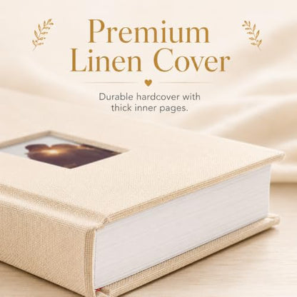 Ruibytree 128 Pockets Instax Mini Photo Album for 2x3 Pictures, Beige | Writing Space, Premium Linen Hardcover, Flat-Fit Pockets, Wedding Guest Book for Polaroid 2x3 Photos, Graduation Keepsakes - color: Beige