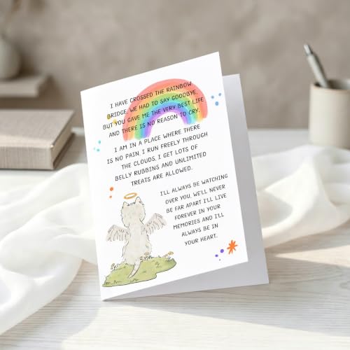 PTRUKD, Lost Pet Dog Sympathy Card, Rainbow Bridge Condolence Cards, Dog Bereavement Cards, Universal Condolence Card for Pet Loss, Funeral, Recovery, Thank You - color: PLOS-KM-138