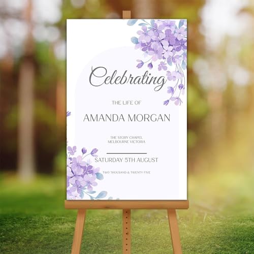 Funeral Welcome Sign – Celebration of Life Yard Poster – Text Customization – Elegant Memorial Design - color: Version 15