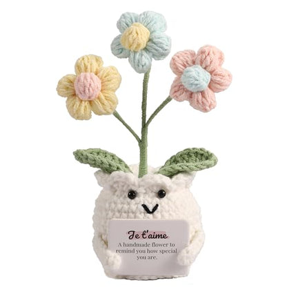 Valentines Day Anniversary I Love You Gifts for Women Her Wife Girlfriend Him Handmade to My Love Crochet Flower Wedding Birthday Gift for Husband Boyfriend Couple with Je t’aime (I Love You) - color: E- Je T’aime (I Love You)