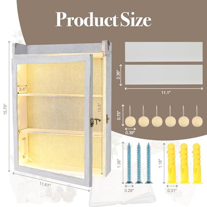 11x16 Flower Shadow Box Frame with Shelves, White - color: Standard White