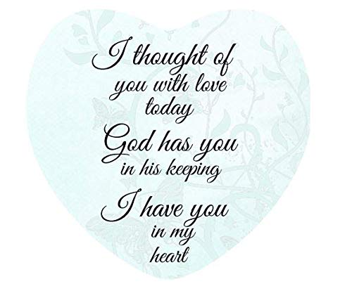 Sympathy Memorial Candle Holder – Angel Wings Heart Design – “I Thought of You with Love Today” – Bereavement Gift for Loss of Loved One – Remembrance Tealight Holder – 4" x 4"