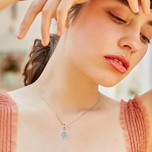 Heart/Cross/Infinity Moonstone Urn Necklace for ashes for Women Sterling Silver Dainty Cremation Jewelry Trendy Ashes Keepsake Memorial Gift for Mother/Grandma/Sister/Husband - style: Sunflower
